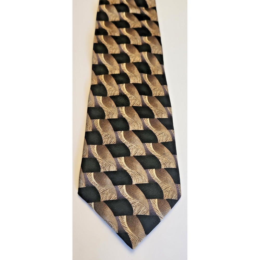 Allyn Saint‎ George silk tie Made in USA RN51093 black, taupe, white